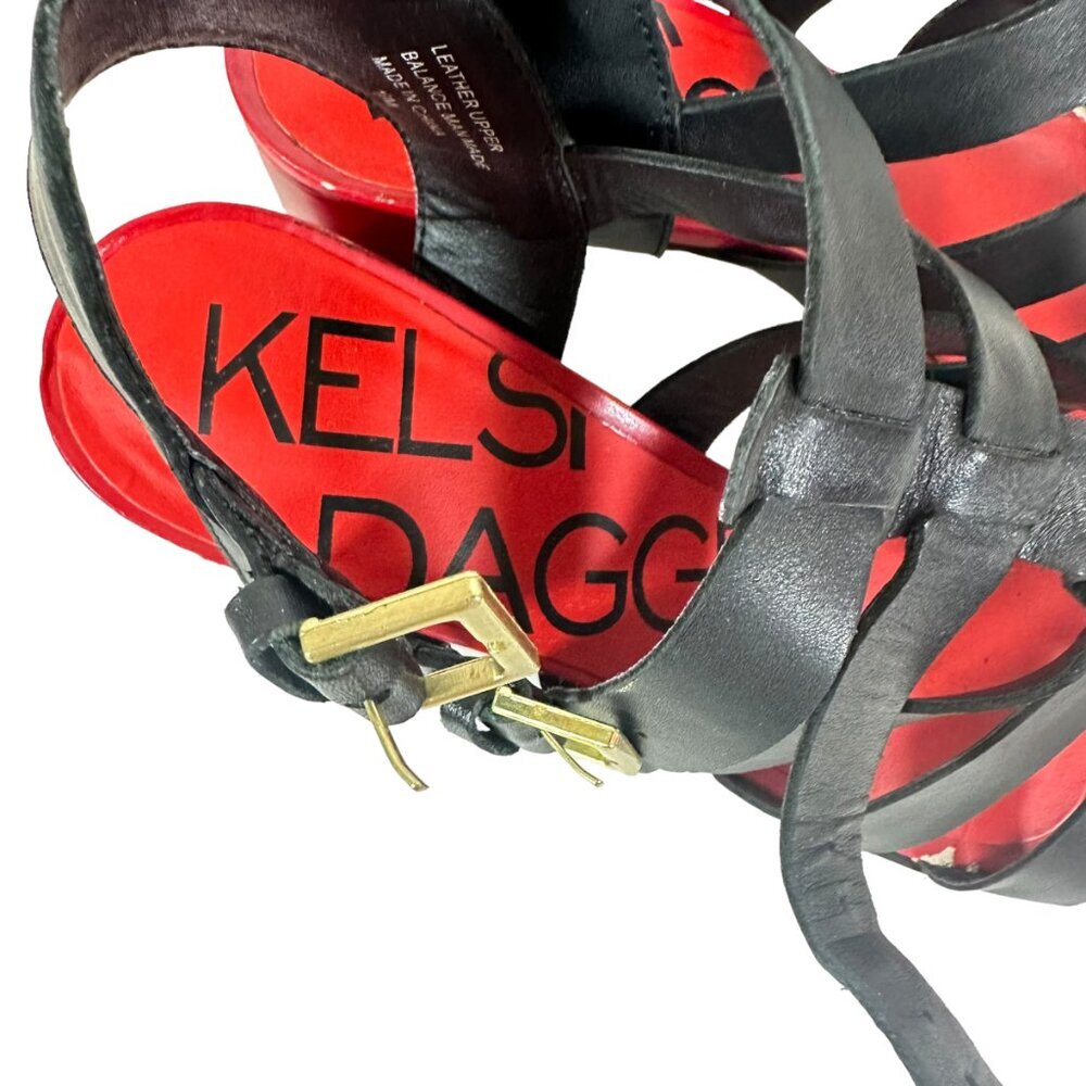 Killer Red soles, chunky heels and black straps sandals by brand Kelsi Dagger - Picture 7 of 8